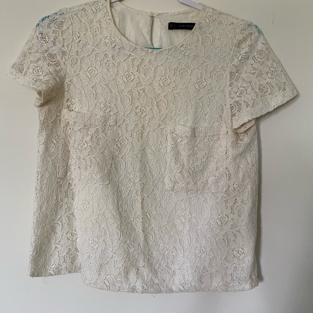 Zara Basics | White Lace Top